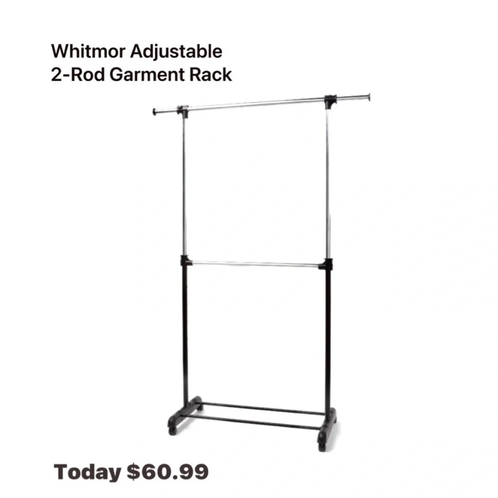 Whitmor™ Adjustable Rod Rolling Garment Rack